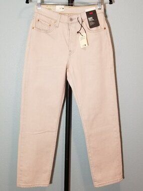 Levi's Premium Womens 31X26 501 Original Button Fly Cropped Jean Pink Retro NWT